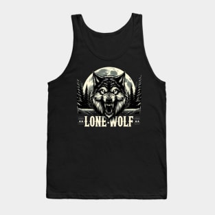 Lone Wolf Silhouetted Against Full Moon Tank Top